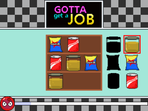 Microjuego colocar estanteria Gotta Get a Job